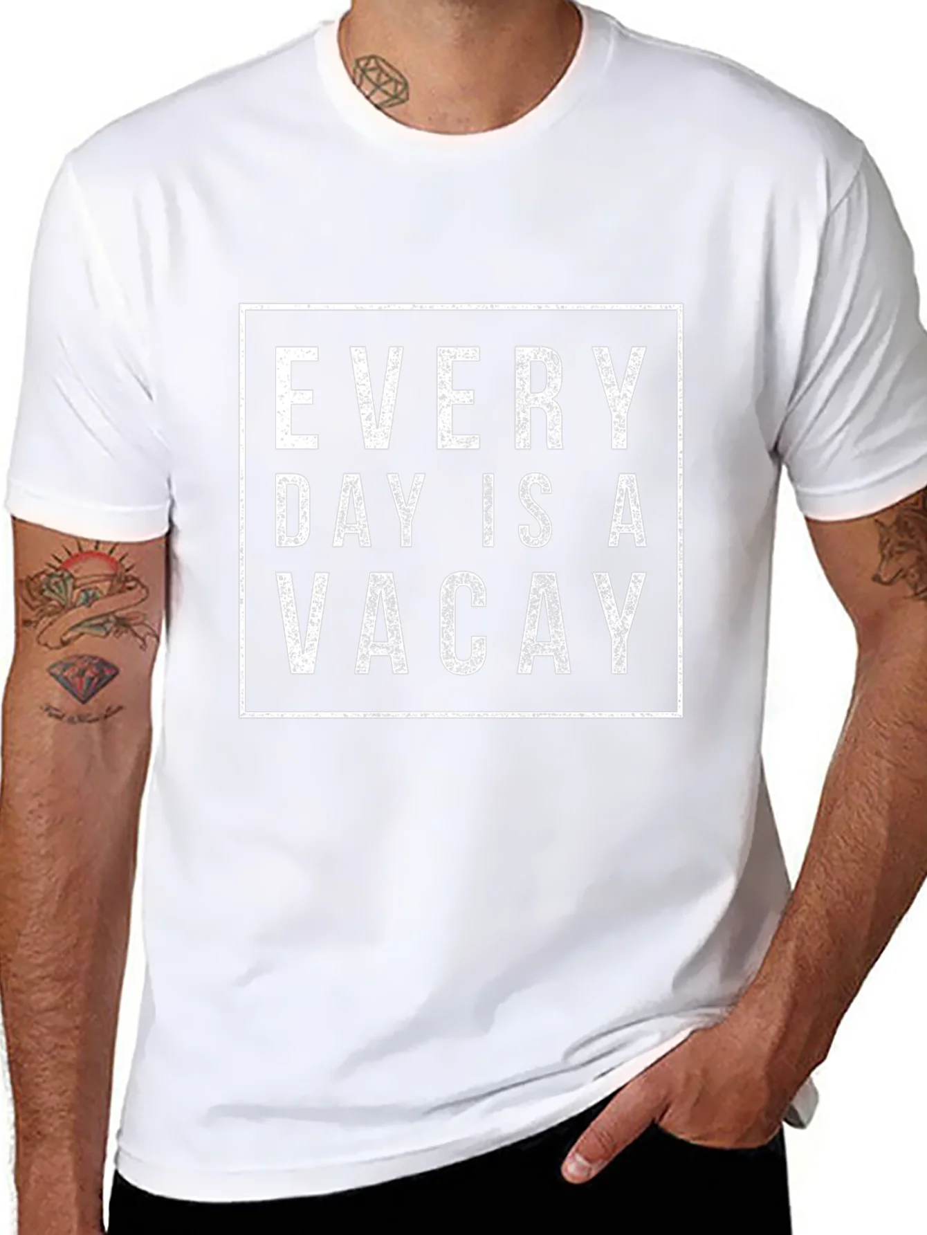 Every Day is a Vacay Graphic Tee - Black Cotton T-Shirt