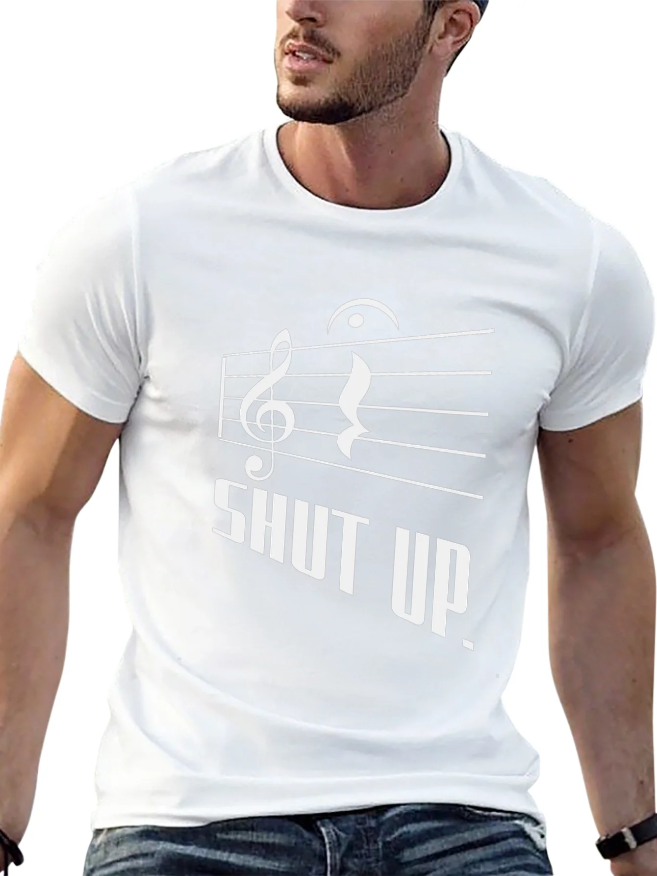 Shut Up Music Notes Graphic Black T-Shirt