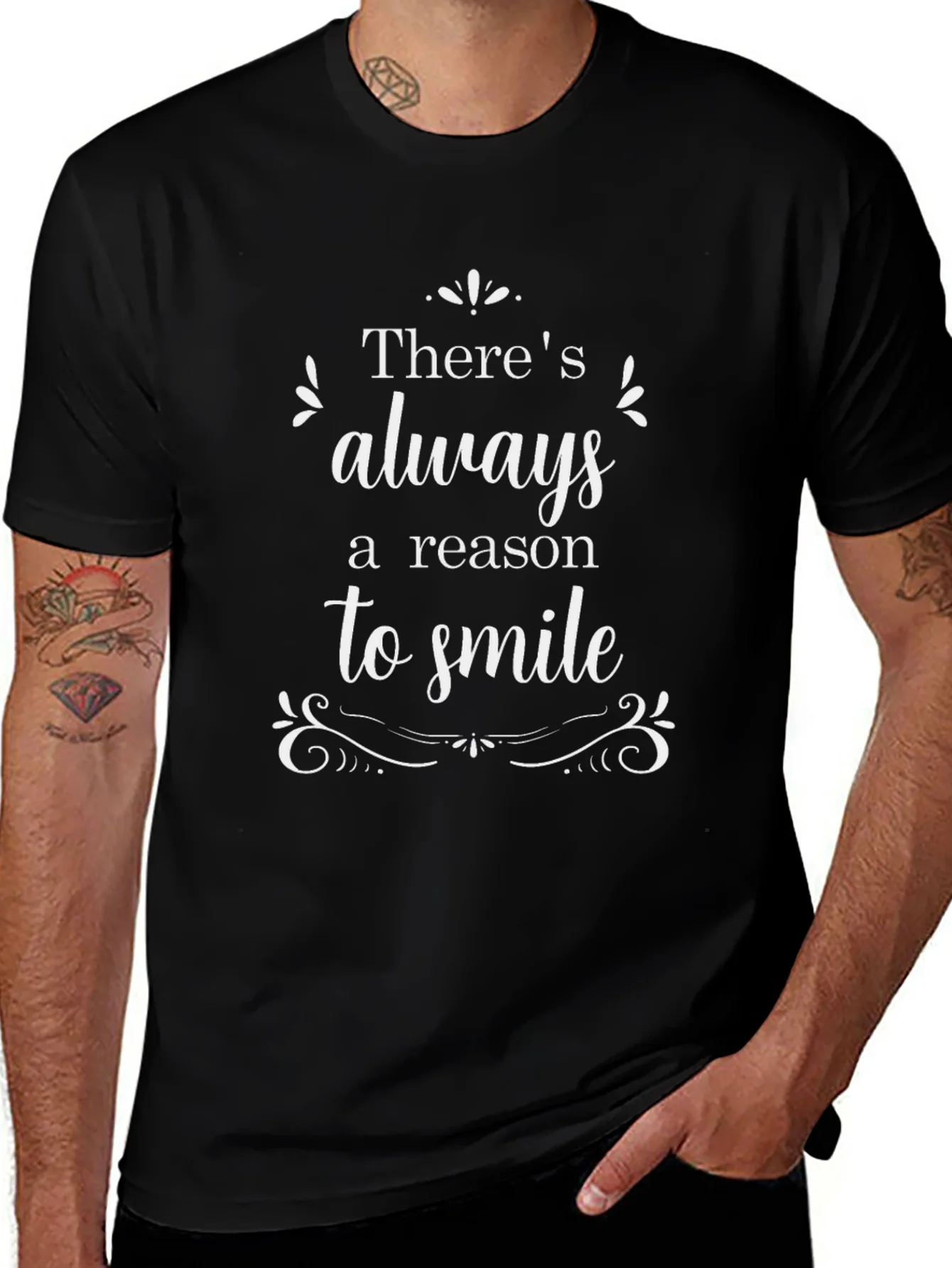 Always A Reason To Smile Black Graphic T-Shirt