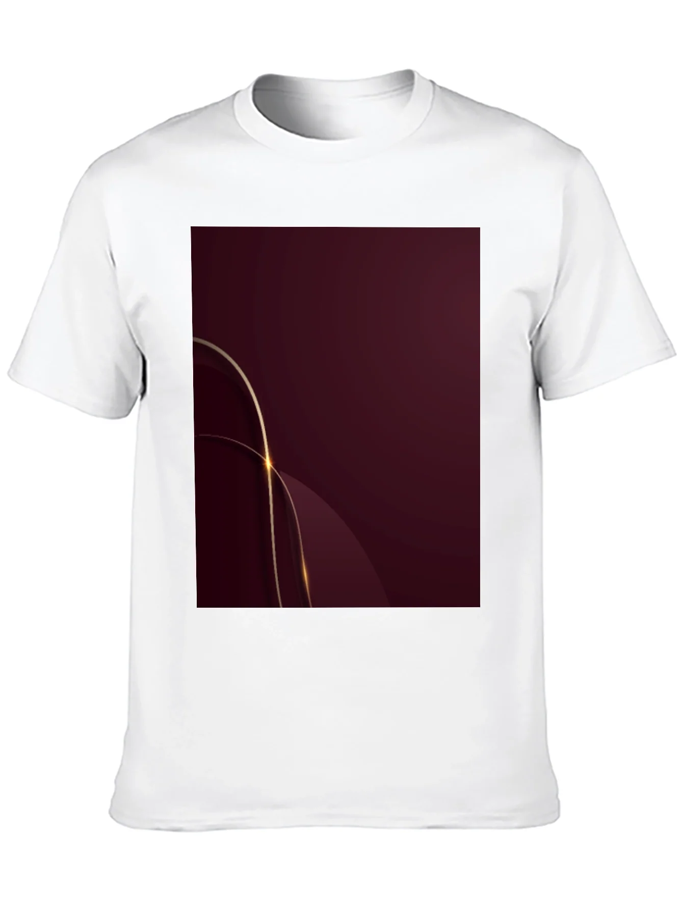Stylish Black Tee with Abstract Burgundy & Gold Design