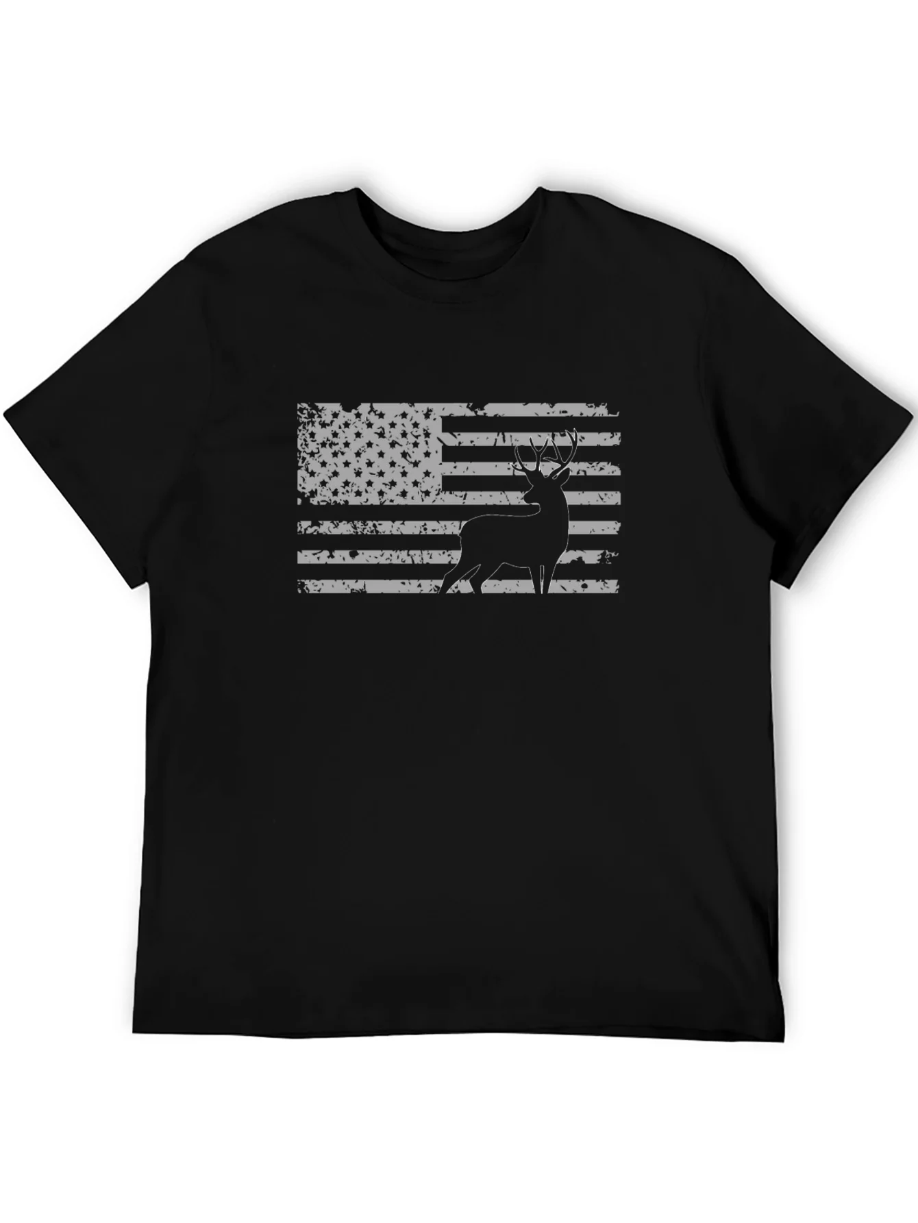 Deer Silhouette American Flag Graphic T-Shirt