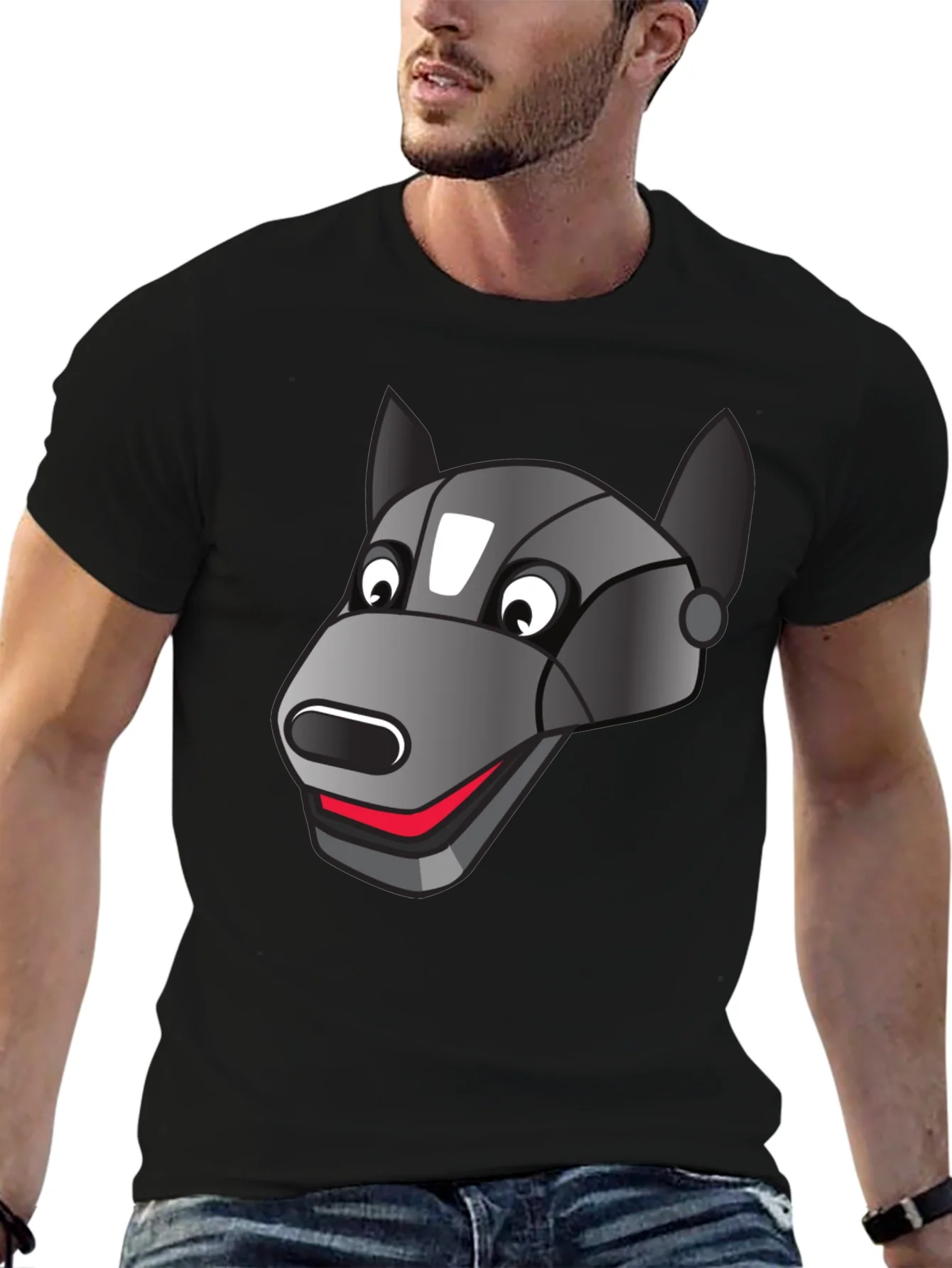 Robotic Dog Graphic T-Shirt - Black