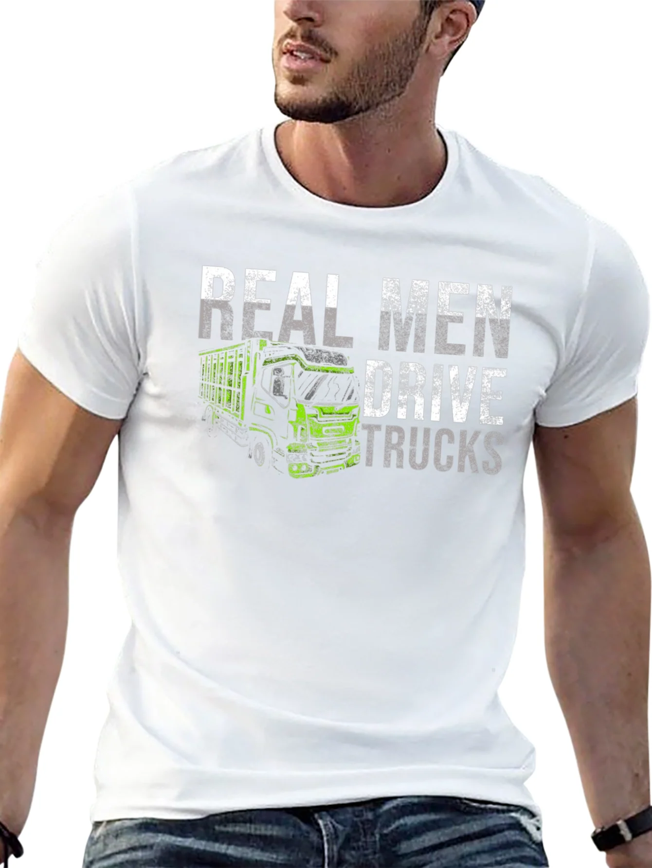 Real Men Drive Trucks Black T-Shirt