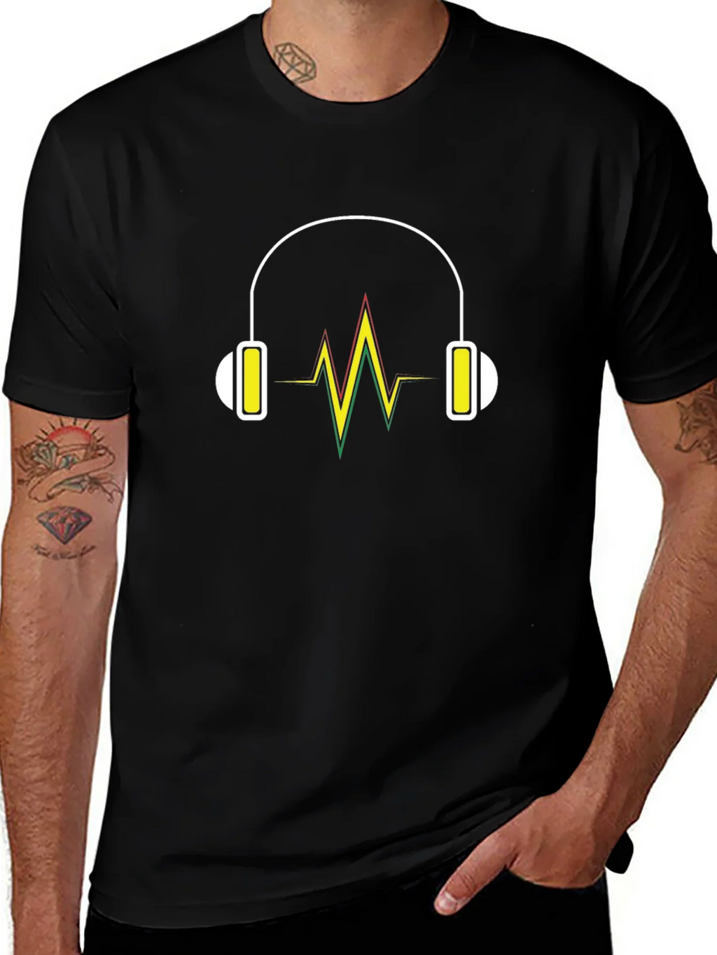 Headphone Vibe Tee - Black Cotton Comfort